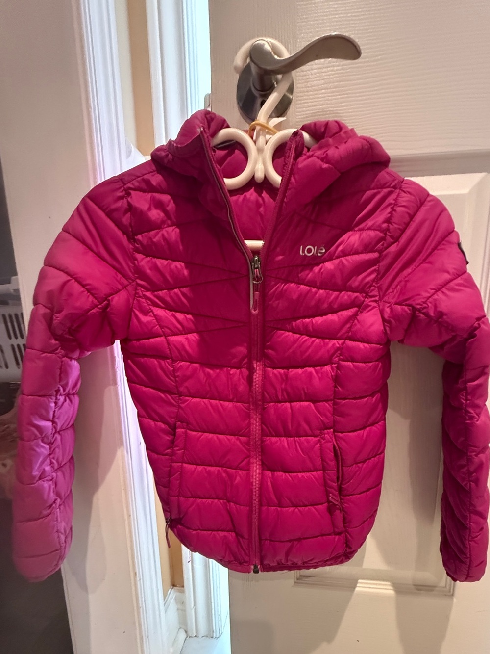 Size 7/8 girls - Lole Magenta Hooded Quilted Puffer Jacket
